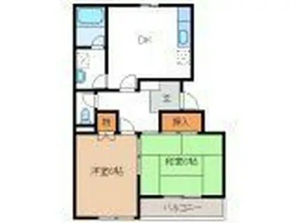 ノーブルT(2DK/3階)の間取り写真