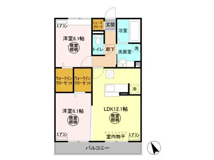 アルカディアABA(2LDK/1階)の間取り写真