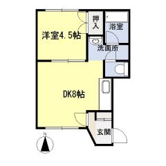 とまとハウス(1DK/2階)の間取り写真