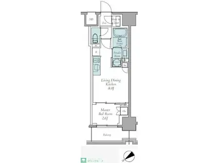 クレストコート東中野(1LDK/9階)の間取り写真