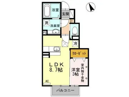 シャルマンクレール(1LDK/1階)の間取り写真