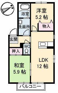 リッシュいずみ(2LDK/1階)の間取り写真