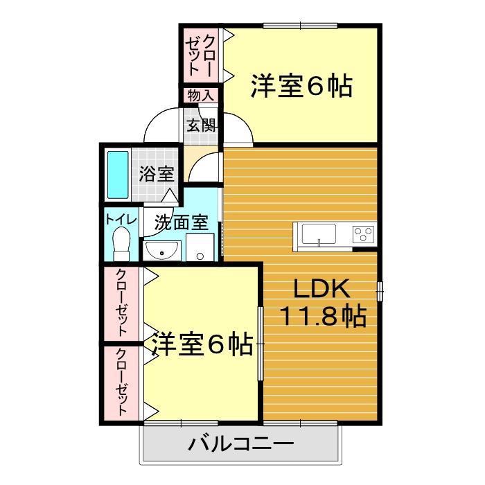 セジュールマロンC(2LDK/1階)の間取り写真
