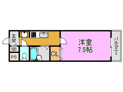 カデンツァK(1K/1階)の間取り写真