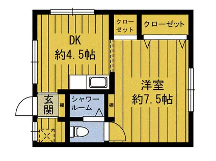 REGINA上人(1DK/2階)の間取り写真