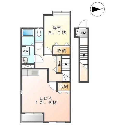 エクセレントプレイスI(1LDK/2階)の間取り写真
