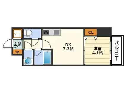 ONE ROOF FLAT TENJIMBASHI(1DK/4階)の間取り写真
