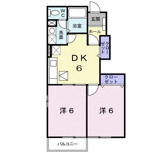 グリーン ゲイブルズ IV番館(2DK/1階)の間取り写真