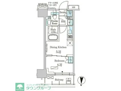 パークアクシス両国スクエア(1DK/7階)の間取り写真