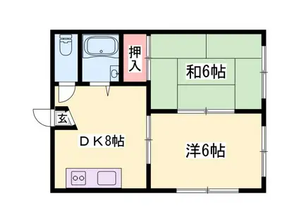 ハイツ二番館(2DK/2階)の間取り写真