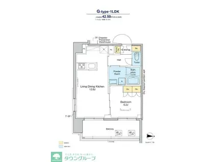プラウドフラット亀戸(1LDK/9階)の間取り写真