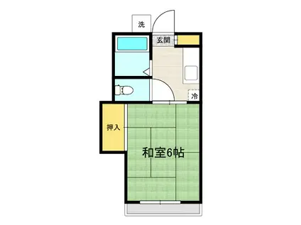 パインハイツII(1K/2階)の間取り写真