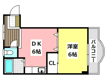 フラット34茨木(1DK/2階)の間取り写真
