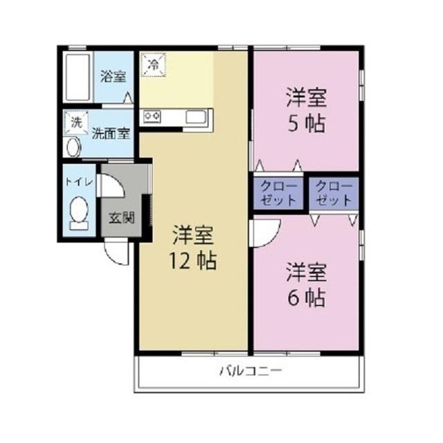 レトアRAINBOW(2LDK/1階)の間取り写真