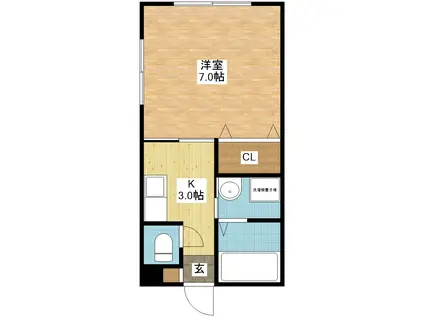 ハイツ丸山(1K/2階)の間取り写真