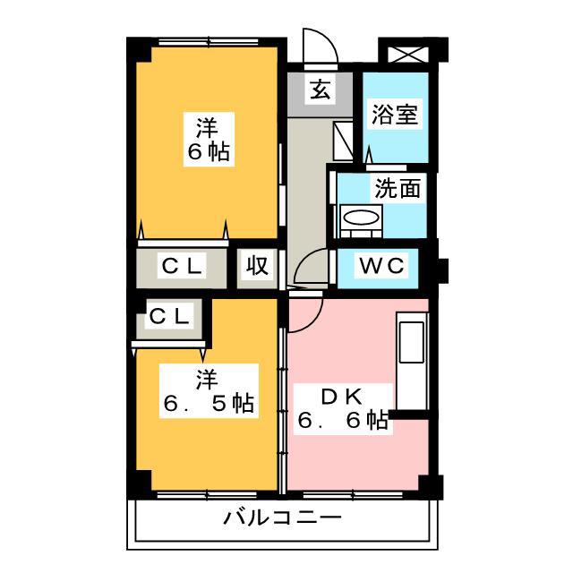 ベルラン88(2DK/4階)の間取り写真