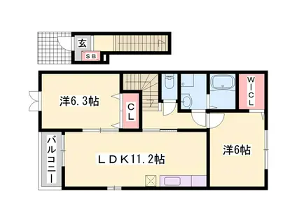 ムックINアサカII(2LDK/2階)の間取り写真