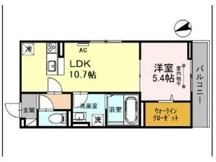 ベルプラージュ魚住(1LDK/2階)の間取り写真
