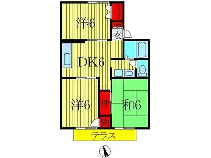 パールハイツ蒲田24(3DK/2階)の間取り写真