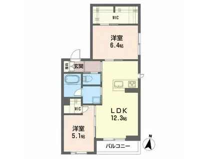 シャーメゾンアムール(2LDK/2階)の間取り写真