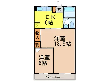 京源ハイツ(2DK/3階)の間取り写真