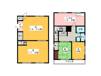 ハピネス千代11(4LDK/1階)の間取り写真