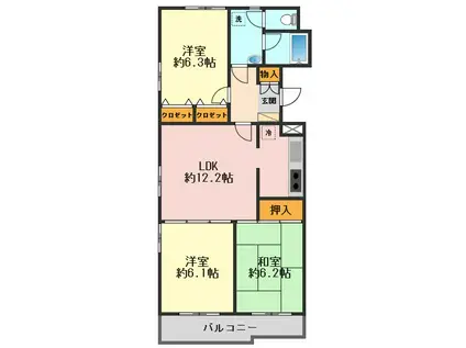 パレッヂ新小岩(3LDK/5階)の間取り写真