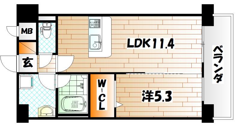 ネクステージ三萩野(1LDK/10階)の間取り写真