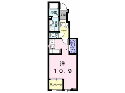 ドミールオカマエA(ワンルーム/1階)の間取り写真