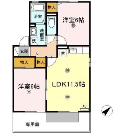 リトルハイツ(2LDK/1階)の間取り写真