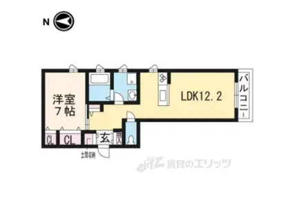 プランドール深草(1LDK/3階)の間取り写真