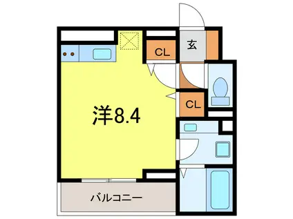 ONES (ワンルーム/2階)の間取り写真