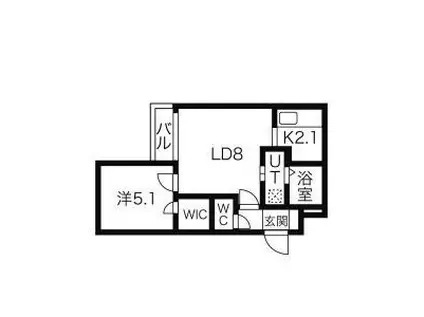 セルバテール南15条(1LDK/2階)の間取り写真