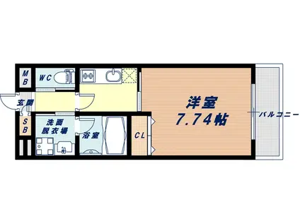 FRENCIA NOIE 難波南(1K/7階)の間取り写真