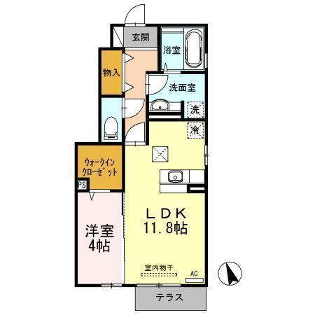 セジュールMIRU(1LDK/1階)の間取り写真