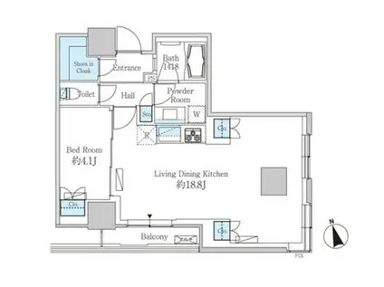 ベルファース芝浦タワー(1LDK/26階)の間取り写真