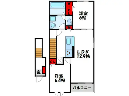 カンパーニュ水巻(2LDK/2階)の間取り写真