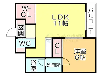 スカル梅満(1LDK/7階)の間取り写真