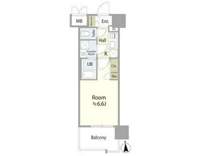 エスリード葵 広小路通(1K/15階)の間取り写真