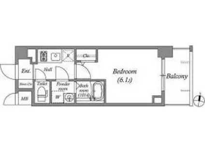 CION KOBE BAYSIDE(1K/7階)の間取り写真