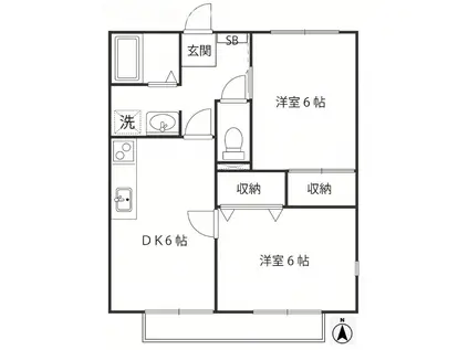 コートサンモール(2DK/2階)の間取り写真