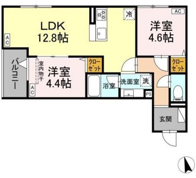 セレスティア東葛西 VI(2LDK/3階)の間取り写真