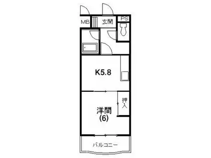 プリメーラ富塚(1DK/2階)の間取り写真