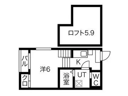 モンドグロッソ矢田(1K/2階)の間取り写真