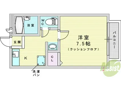 ラメール栄(1DK/1階)の間取り写真