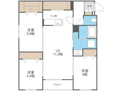 インフィニティN22E1(3LDK/2階)の間取り写真