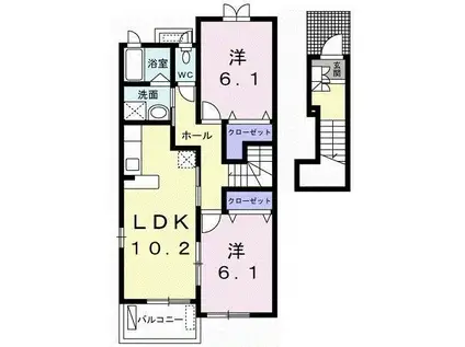 さくらII(2LDK/2階)の間取り写真