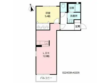 ラ・ティエラ II(1LDK/2階)の間取り写真