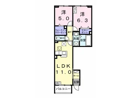 コントレイル(2LDK/1階)の間取り写真