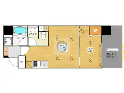 ブエナビスタ上町(1LDK/9階)の間取り写真